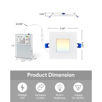 Adetu 6 Inch Square Led Recessed Lighting 5Cct Ultra Thin Square Led Ceiling Light With Junction Box Dimmable 2700K3000K3500K