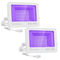 Onforu 2 Pack 30W Led Black Lights, Blacklight Flood Light With Plug, Ip66 Waterproof, For Halloween Party, Glow In The Dark, Stage Lighting, Aquarium, Body Paint, Fluorescent Poster, Neon Glow,White