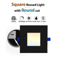 Adetu 4 Inch Square Led Recessed Lighting Black 5Cct Ultra Thin Square Led Ceiling Light With Junction Box 2700K3000K3500K40