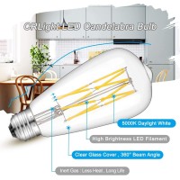 12W Dimmable Led Edison Bulb 5000K Daylight White, 120W Equivalent 1200 Lumen E26 Base, Vintage Style St64 Clear Glass Led Double-Layer Spiral Filament Bulbs, Smooth Dimming Version, 6 Pack