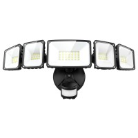 Onforu 5 Heads 55W Led Security Lights Motion Sensor Outdoor 360 Wide Angle Wide Illumination 5000Lm Flood Light 6500K Ip65