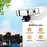 Onforu 5 Heads 55W Led Security Lights Motion Sensor Outdoor 360 Wide Angle Wide Illumination 5000Lm Flood Light 6500K Ip65