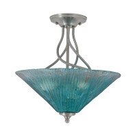 Capri 3 Bulb Semi-Flush Shown In Brushed Nickel Finish With 16