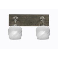 Oxbridge 2 Light Bath Bar In Graphite & Painted Distressed Wood-Look Metal Finish With 6