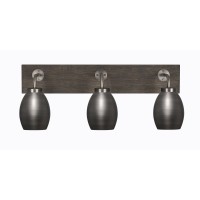 Oxbridge 3 Light Bath Bar In Graphite & Painted Distressed Wood-Look Metal Finish With 5