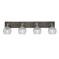 Oxbridge 4 Light Bath Bar In Graphite & Painted Distressed Wood-Look Metal Finish With 6