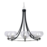 Paramount Uplight, 8 Light, Chandelier In Matte Black & Brushed Nickel Finish With 7