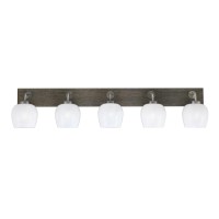 Oxbridge 5 Light Bath Bar In Graphite & Painted Distressed Wood-Look Metal Finish With 6