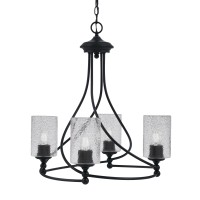 Capri Uplight, 4 Light, Chandelier Shown In Matte Black Finish With 4