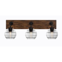 Oxbridge 3 Light Bath Bar In Matte Black & Painted Wood-Look Metal Finish With 6