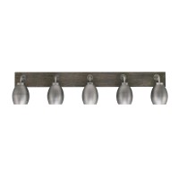 Oxbridge 5 Light Bath Bar In Graphite & Painted Distressed Wood-Look Metal Finish With 5