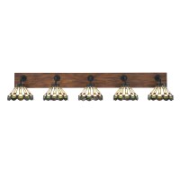 Oxbridge 5 Light Bath Bar In Matte Black & Painted Wood-Look Metal Finish With 7