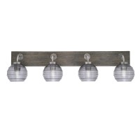 Oxbridge 4 Light Bath Bar In Graphite & Painted Distressed Wood-Look Metal Finish With 6