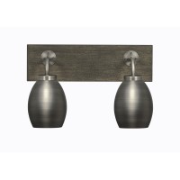 Oxbridge 2 Light Bath Bar In Graphite & Painted Distressed Wood-Look Metal Finish With 5