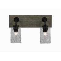 Oxbridge 2 Light Bath Bar In Matte Black & Painted Distressed Wood-Look Metal Finish With 4