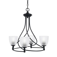 Capri Uplight, 4 Light, Chandelier Shown In Matte Black Finish With 5