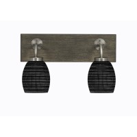 Oxbridge 2 Light Bath Bar In Graphite & Painted Distressed Wood-Look Metal Finish With 5