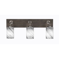 Oxbridge 3 Light Bath Bar In Graphite & Painted Distressed Wood-Look Metal Finish With 4