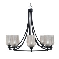 Paramount Uplight, 8 Light, Chandelier In Matte Black Finish With 5