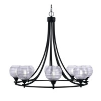 Paramount Uplight, 8 Light, Chandelier In Matte Black Finish With 6