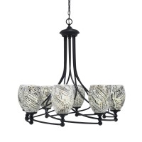 Capri Uplight, 8 Light, Chandelier Shown In Matte Black Finish With 5