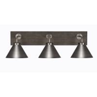 Oxbridge 3 Light Bath Bar In Graphite & Painted Distressed Wood-Look Metal Finish With 7