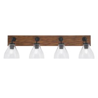 Oxbridge 4 Light Bath Bar In Matte Black & Painted Wood-Look Metal Finish With 6.25