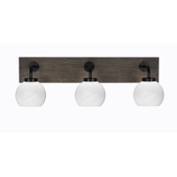 Oxbridge 3 Light Bath Bar In Matte Black & Painted Distressed Wood-Look Metal Finish With 5.75