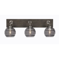 Oxbridge 3 Light Bath Bar In Graphite & Painted Distressed Wood-Look Metal Finish With 6