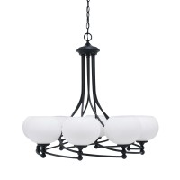 Capri Uplight, 8 Light, Chandelier Shown In Matte Black Finish With 7