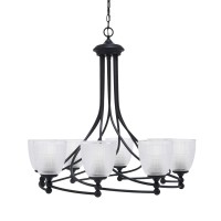 Capri Uplight, 8 Light, Chandelier Shown In Matte Black Finish With 5