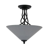 Capri 3 Bulb Semi-Flush Shown In Matte Black Finish With 16