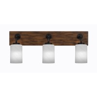 Oxbridge 3 Light Bath Bar In Matte Black & Painted Wood-Look Metal Finish With 4