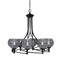 Capri Uplight, 8 Light, Chandelier Shown In Matte Black Finish With 6