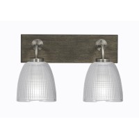 Oxbridge 2 Light Bath Bar In Graphite & Painted Distressed Wood-Look Metal Finish With 5