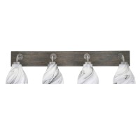 Oxbridge 4 Light Bath Bar In Graphite & Painted Distressed Wood-Look Metal Finish With 6.25