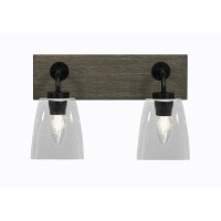 Oxbridge 2 Light Bath Bar In Matte Black & Painted Distressed Wood-Look Metal Finish With 4.5