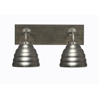 Oxbridge 2 Light Bath Bar In Graphite & Painted Distressed Wood-Look Metal Finish With 6