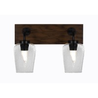 Oxbridge 2 Light Bath Bar In Matte Black & Painted Wood-Look Metal Finish With 5