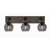 Oxbridge 3 Light Bath Bar In Matte Black & Painted Distressed Wood-Look Metal Finish With 6