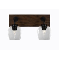 Oxbridge 2 Light Bath Bar In Matte Black & Painted Wood-Look Metal Finish With 6