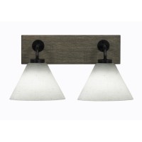 Oxbridge 2 Light Bath Bar In Matte Black & Painted Distressed Wood-Look Metal Finish With 7