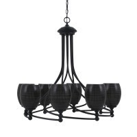 Capri Uplight, 8 Light, Chandelier Shown In Matte Black Finish With 5