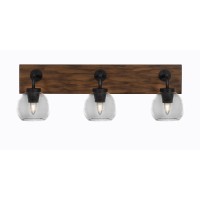 Oxbridge 3 Light Bath Bar In Matte Black & Painted Wood-Look Metal Finish With 5.75