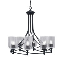 Capri Uplight, 8 Light, Chandelier Shown In Matte Black Finish With 4