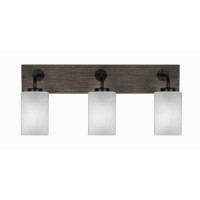 Oxbridge 3 Light Bath Bar In Matte Black & Painted Distressed Wood-Look Metal Finish With 4