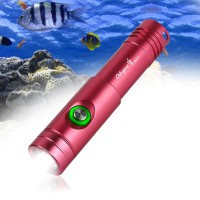 Odepro Wd12 Dive Light Torch, 980 Lumens Super Bright Compact Scuba Diving Light With 3 Modes, Ip68 Waterproof Submersible Flashlight, For 100M Underwater Diving (Red)