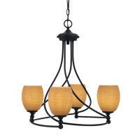 Capri Uplight, 4 Light, Chandelier Shown In Matte Black Finish With 5