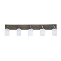 Oxbridge 5 Light Bath Bar In Graphite & Painted Distressed Wood-Look Metal Finish With 4