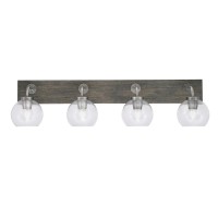 Oxbridge 4 Light Bath Bar In Graphite & Painted Distressed Wood-Look Metal Finish With 5.75